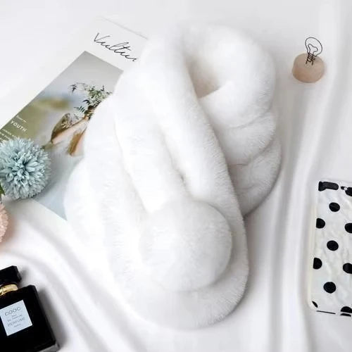 Nepbont Wintersjaal Dames Pluche Kraag Nekwarmer Luxe Zachte Halsdoek Herfst Winter Warme Stola Accessoire | Sulvida