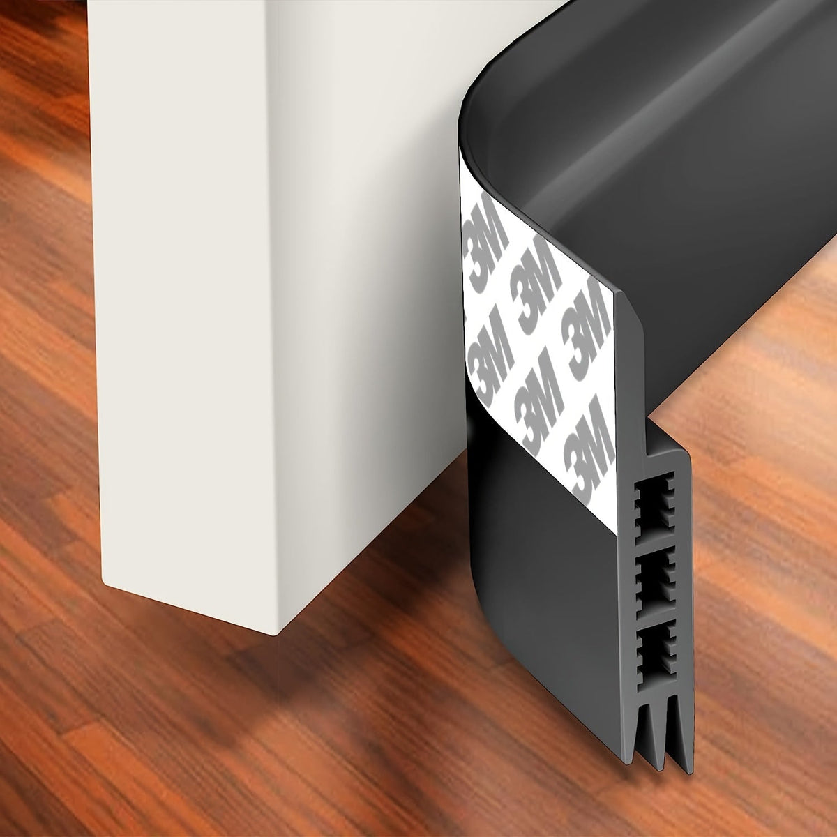 Siliconen Deurtochtstrip 99 cm Zelfklevend Geluids- en Tochtisolerend Energiebesparend Zwart Wit Grijs | Sulvida