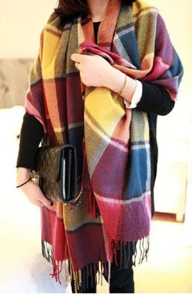 Kasjmier Sjaal met Ruitenpatroon Zacht Warm Wintersjaal Luxe Herfstsjaal Modieuze Accessoire Unisex Wol | Sulvida
