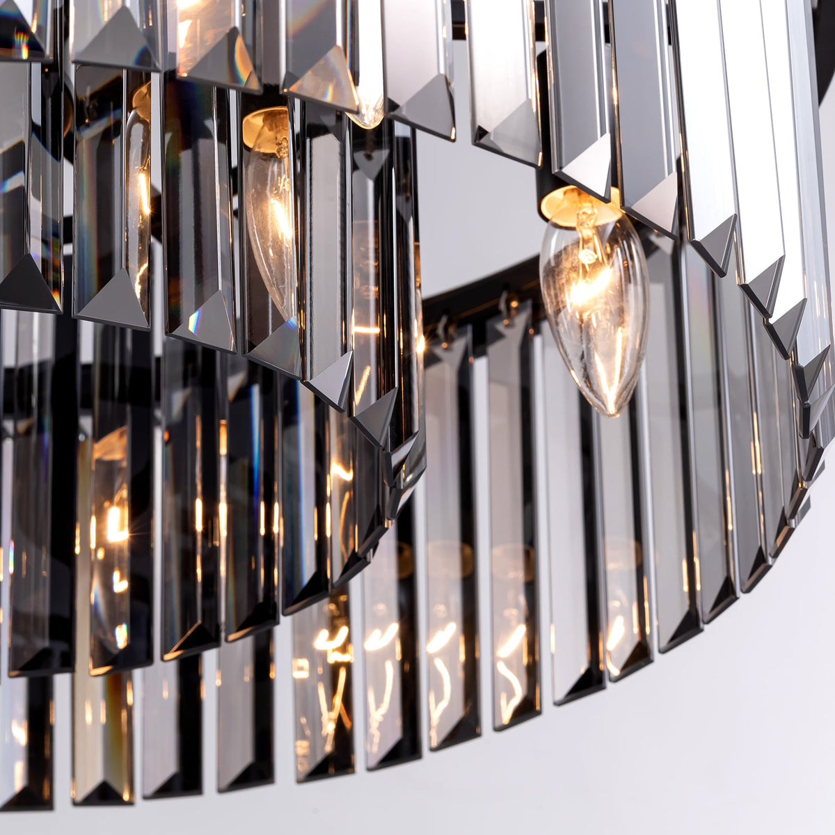Kristallen kroonluchter met rookgrijze K9-kristallen voor eetkamer en woonkamer stijlvol modern design | Sulvida
