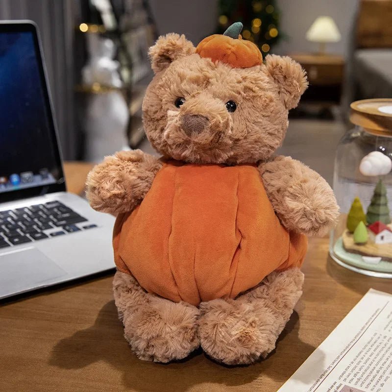 Pluche Halloween Knuffel met Pompoenmotief – Zachte Pluche Pop met Dierenoortjes voor Feestdecoratie | Sulvida