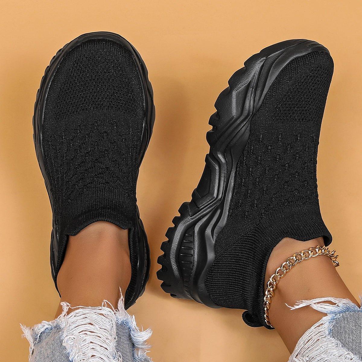 Comfortabele instapschoenen met voetsteun voor dagelijks gebruik unisex zwart wandelen casual sportief | Sulvida