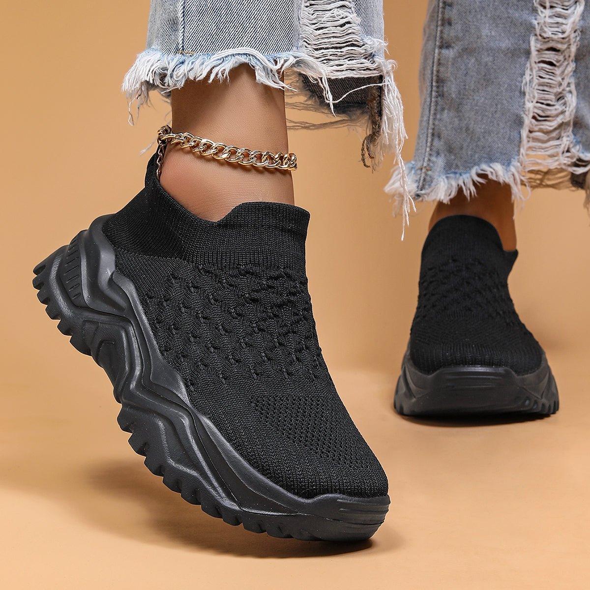 Comfortabele instapschoenen met voetsteun voor dagelijks gebruik unisex zwart wandelen casual sportief | Sulvida