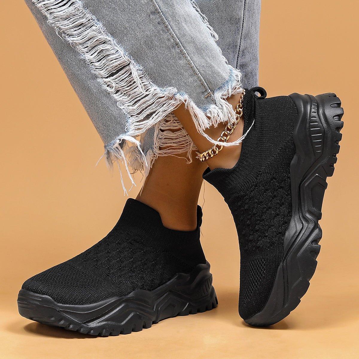 Comfortabele instapschoenen met voetsteun voor dagelijks gebruik unisex zwart wandelen casual sportief | Sulvida