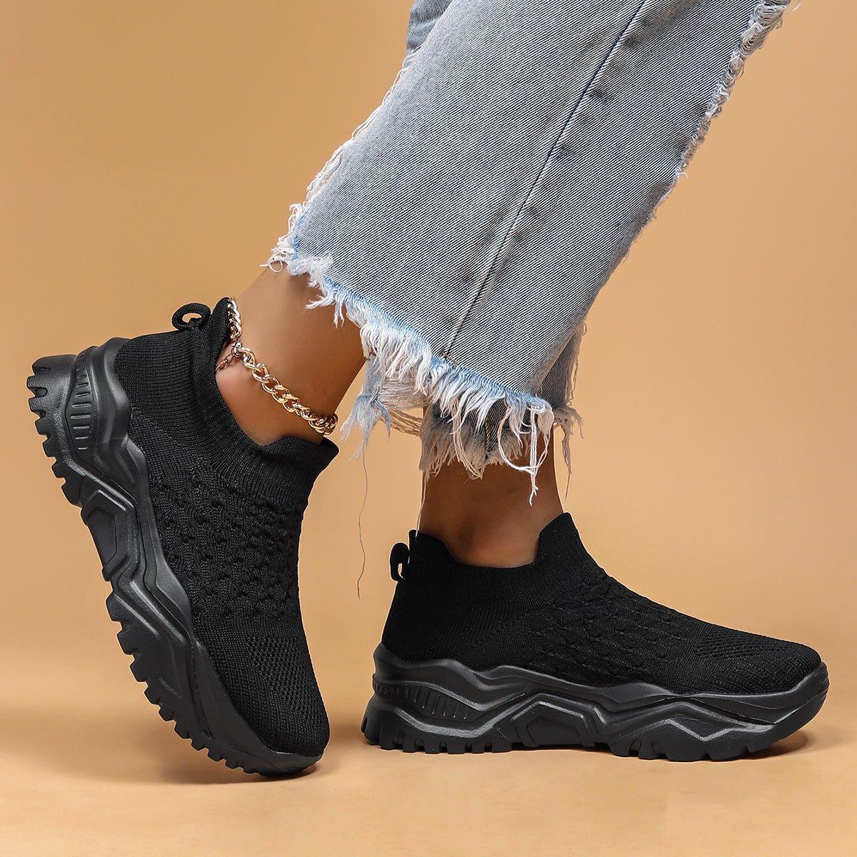 Comfortabele instapschoenen met voetsteun voor dagelijks gebruik unisex zwart wandelen casual sportief | Sulvida