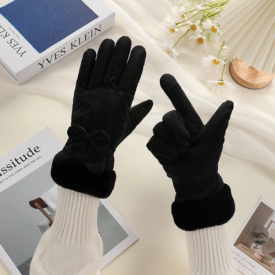 Elegante Touchscreen Winterhandschoenen voor Dames – Waterdicht Warm met Strikaccent Outdoor Fiets Mode | Sulvida