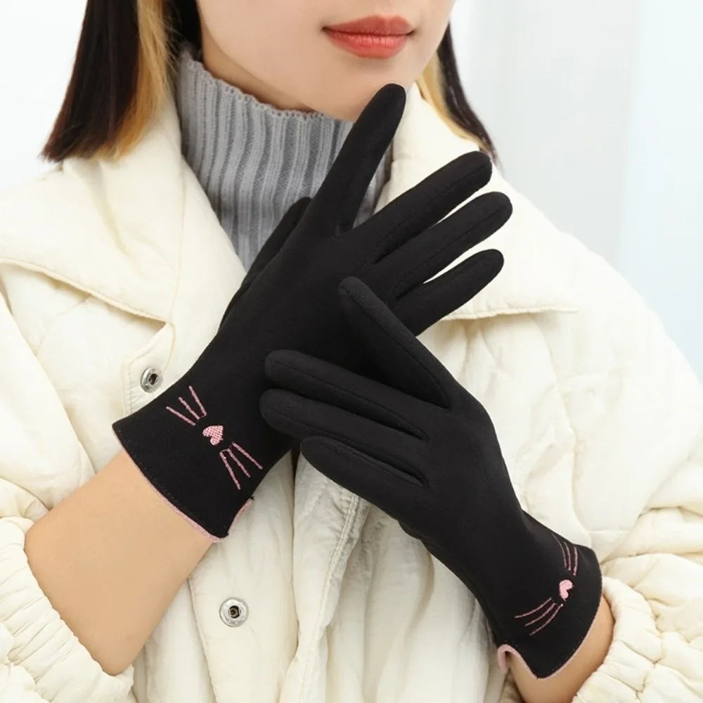 Touchscreen Handschoenen voor Dames met Kattenprint – Warme Winterhandschoenen voor Smartphone en Tablet | Sulvida