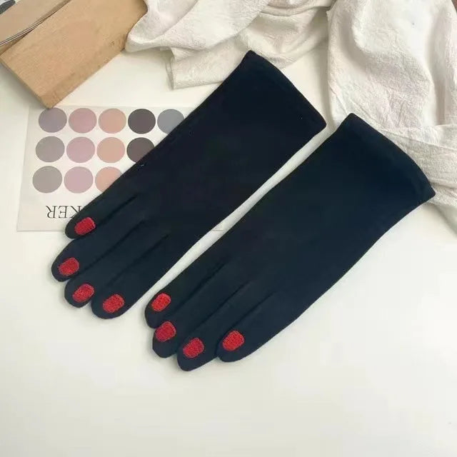 Touchscreen Winterhandschoenen met Nagellak Design – Warme Fleece Gevoerde Handschoenen voor Dames Winter | Sulvida