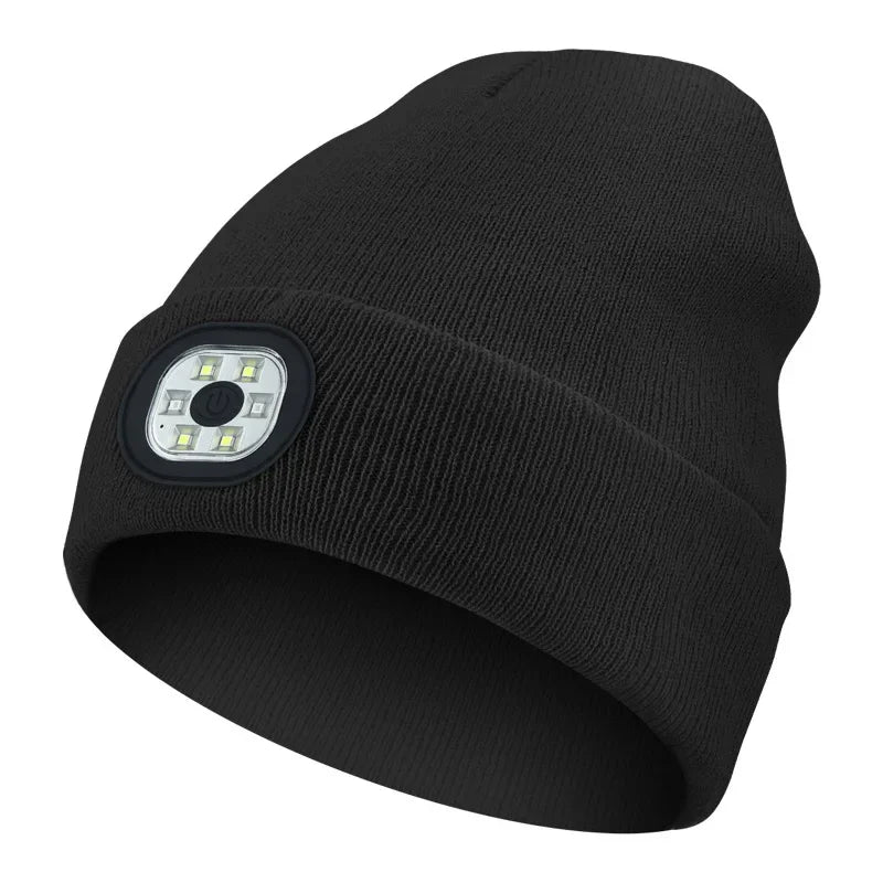 Oplaadbare LED Muts met Geïntegreerde Verlichting voor Winter Wandelen Hardlopen en Outdoor Activiteiten | Sulvida