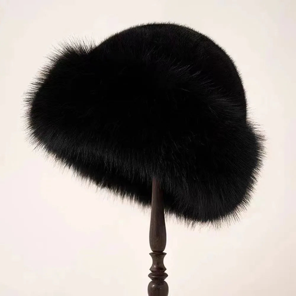 Pluche Winter Bucket Hat Dames Nepleer Hoed Warm Teddy Bontkleur Zwart Wit Roze Bruin Beige Herfst Winter | Sulvida
