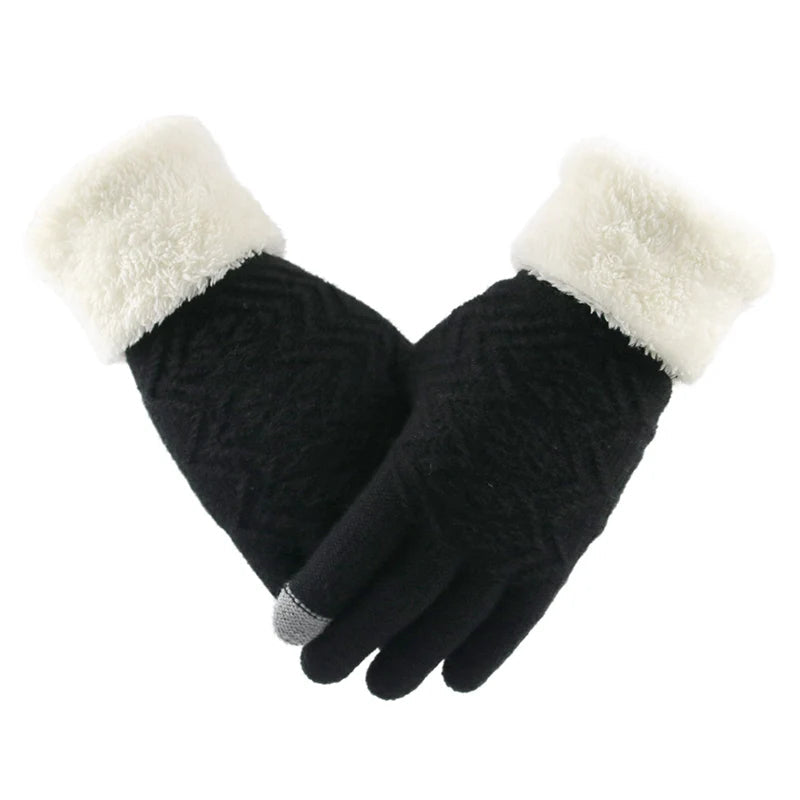 Gebreide Touchscreen Handschoenen met Pluche Voering – Warm Winddicht Winteraccessoire voor Herfst Winter | Sulvida