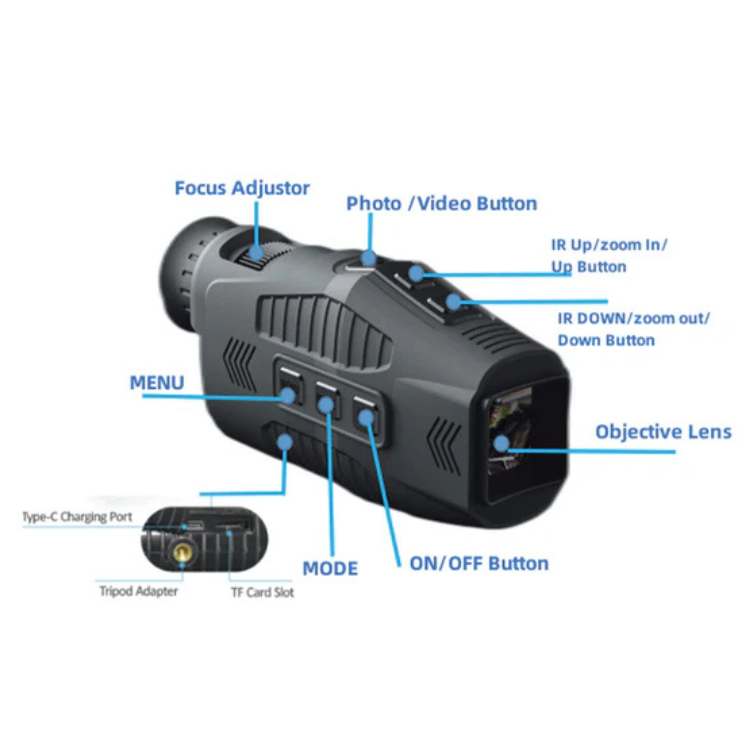 HD Nachtzicht Monoculair met Infrarood 10× Zoom 300m Bereik Digitale Opname Wildlife Observatie en Beveiliging | Sulvida