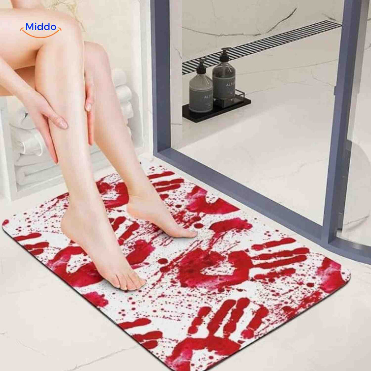 Kleurveranderende badmat wit naar rood bij watercontact herbruikbaar antislip voor badkamer douche en Halloween | Sulvida