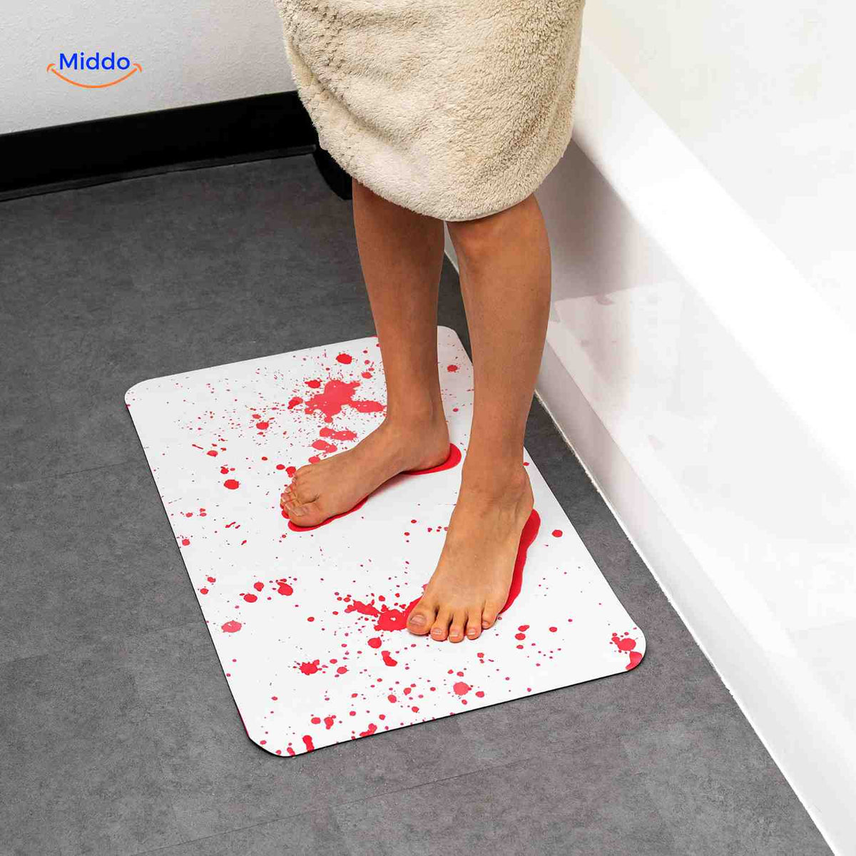 Kleurveranderende badmat wit naar rood bij watercontact herbruikbaar antislip voor badkamer douche en Halloween | Sulvida