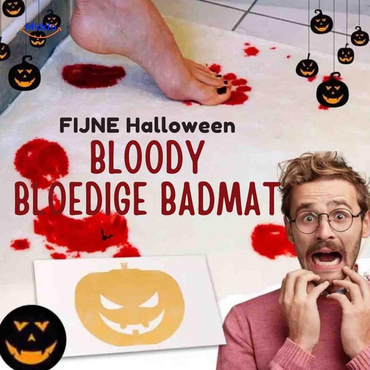 Kleurveranderende badmat wit naar rood bij watercontact herbruikbaar antislip voor badkamer douche en Halloween | Sulvida