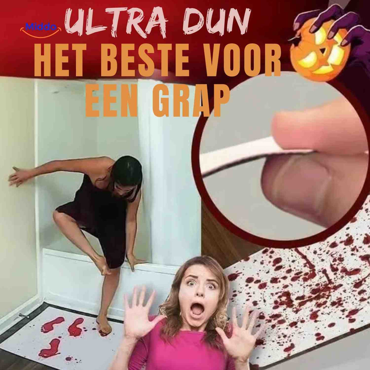 Kleurveranderende badmat wit naar rood bij watercontact herbruikbaar antislip voor badkamer douche en Halloween | Sulvida