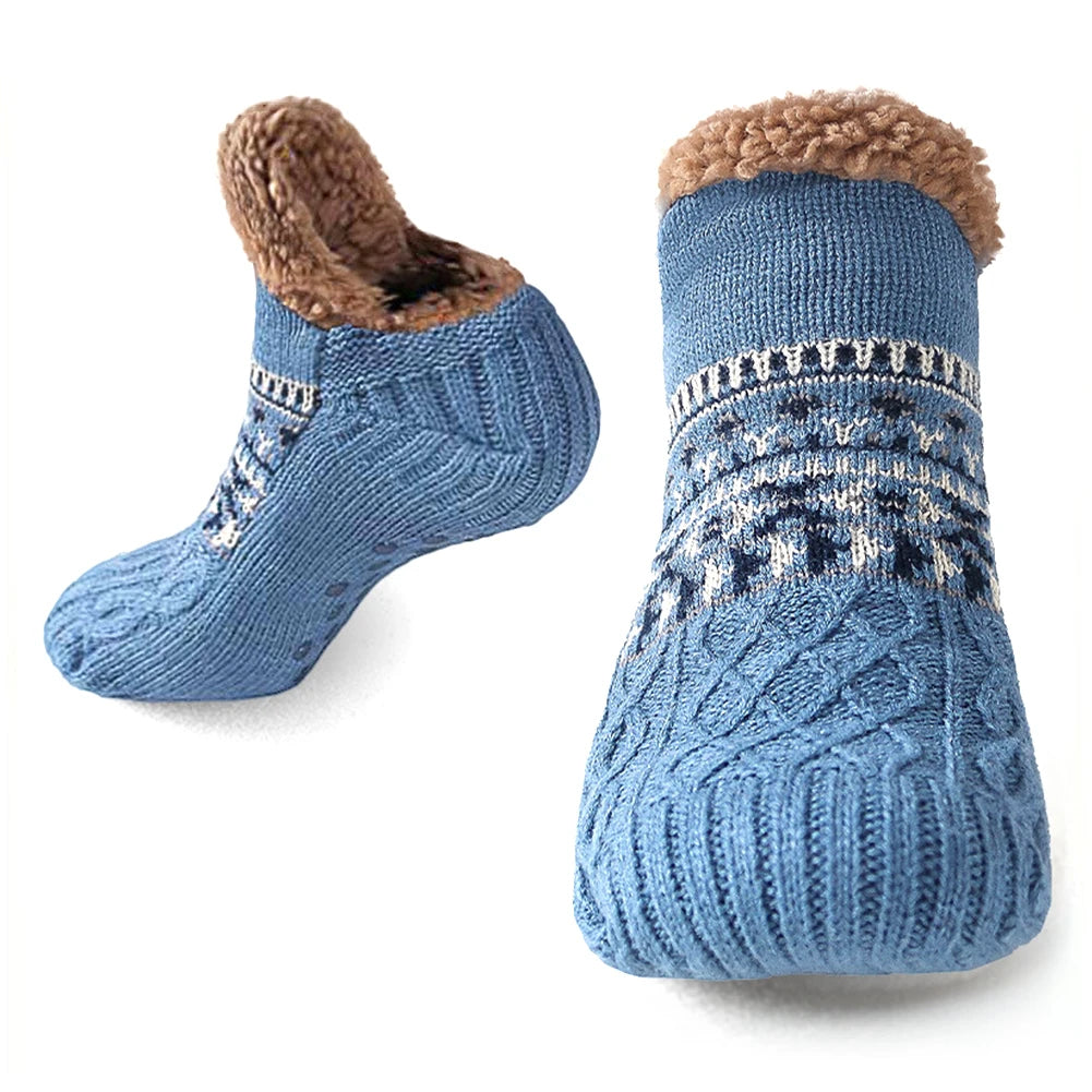 Gebreide Huissokken met Fleecevoering – Warme Antislip Slofsokken Comfortabel Pantoffelsokken voor Binnen | Sulvida
