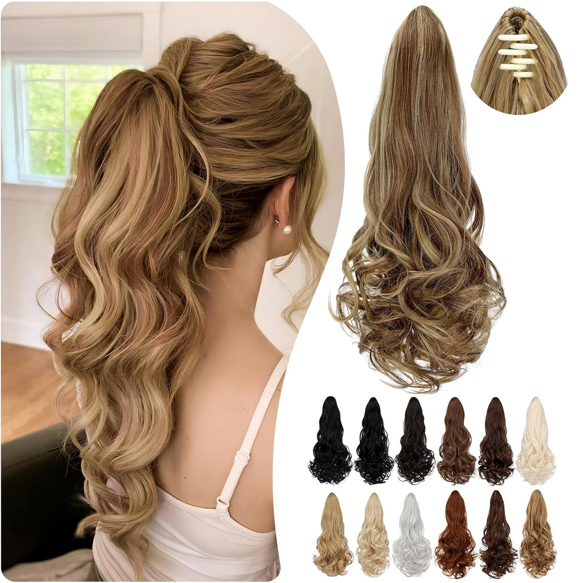 Haarstuk Ponytail Synthetisch Haar 55 cm Premium Clip-In Vlechthaar Hairextensions Lang Haar Volume Styling | Sulvida