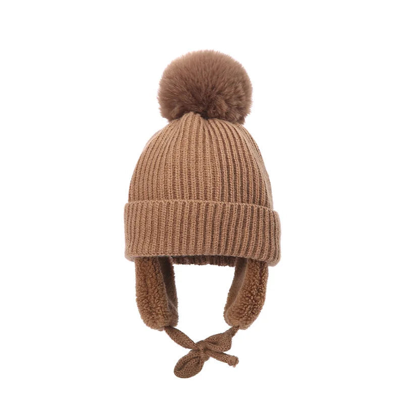 Gebreide kindermuts met oorflappen – warme winterbeanie voor peuters en kinderen 2-8 jaar – zachte muts | Sulvida