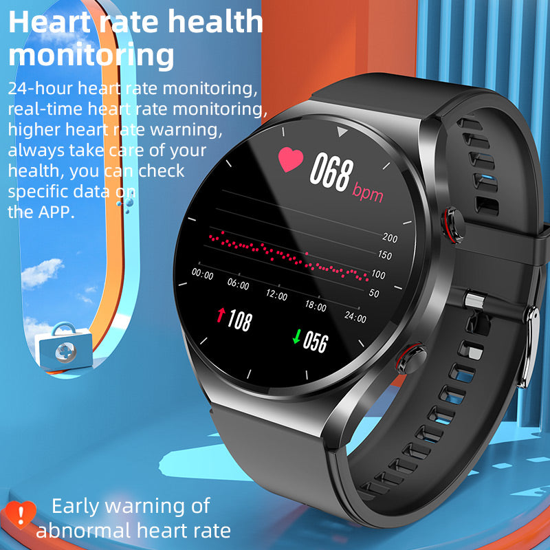 Smartwatch Gezondheidsmonitor met ECG Bloeddruk Hartslagmeting Zwart Zilver Sporthorloge | Sulvida