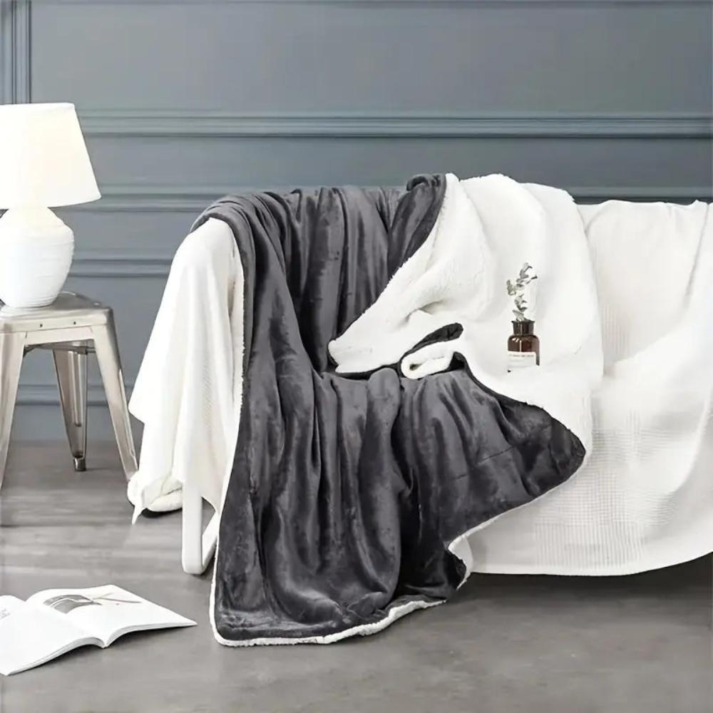 Dubbelzijdige Fleecepled met Velours en Sherpa 127x152 cm Warmte Luxe Woonplaid Decoratief Deken Bank Sofa | Sulvida