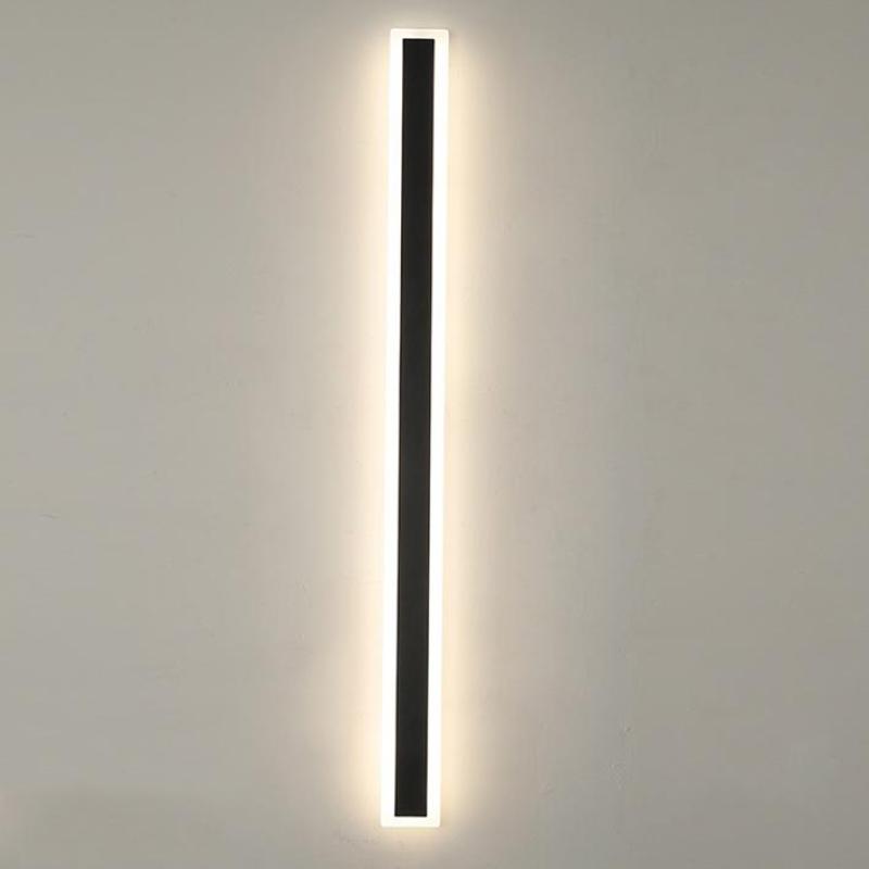 Lineaire LED wandlamp voor buiten zwart wit weersbestendig modern design metaal acryl IP65 tuinverlichting | Sulvida
