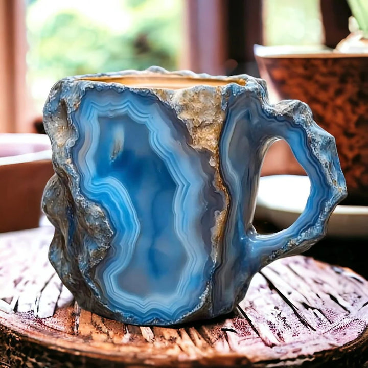 Mineraalkristal koffiebeker met natuurlijke textuur – 350-450 ml handgemaakt keramiek voor warme en koude dranken | Sulvida
