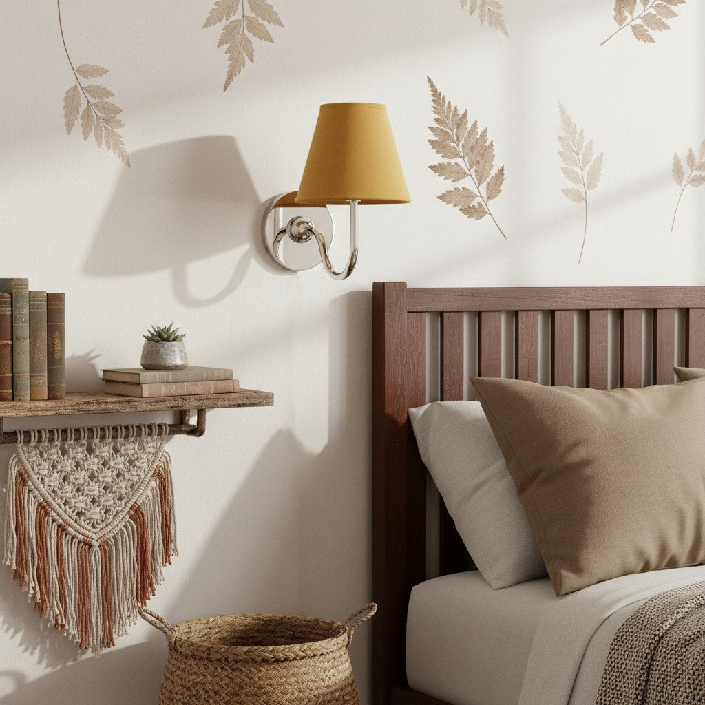 Wandlamp Linnen Kap Messing Armatuur Plissé of Glad Stof E12 Fitting Hardwired Decoratieve Verlichting | Sulvida