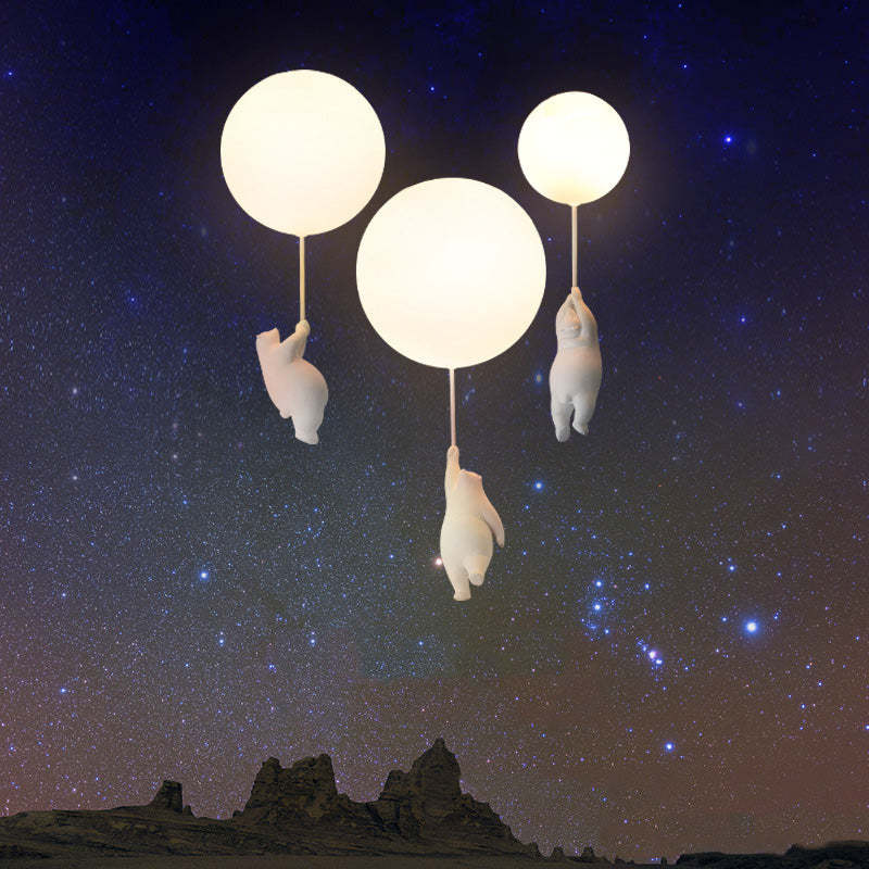 Plafondlamp Beer met Ballonnen Wit Resina Acryl LED E27 Kinderkamer Speels Design Wandlamp voor Slaapkamer | Sulvida