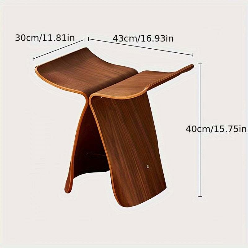 Houten Vlinderkruk Massief Hout – Vintage Zitbank Woonkamer Entree Slaapkamer Decoratief Design Krukje | Sulvida
