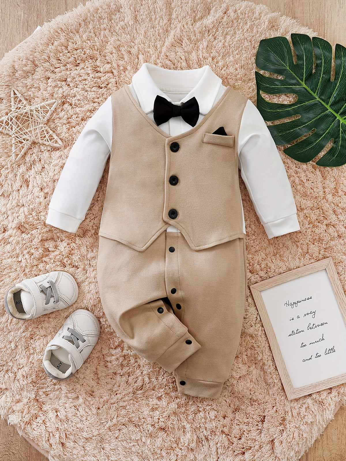 Baby Rompertje met Vlinderdas Jongen Feestkleding Katoenen Pakje Elegante Uitstraling Speciaal Outfit | Sulvida