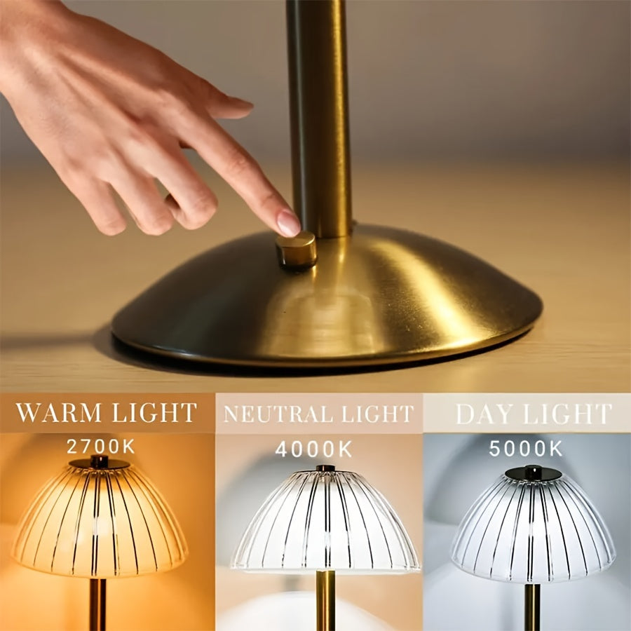 Oplaadbare tafellamp met kristalglas en aanraakbediening voor sfeervol wooninterieur warm sfeerverlichting | Sulvida