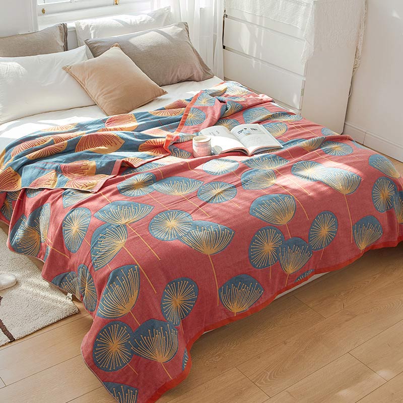 Omkeerbare Quilt met Paardenbloemenprint – 100% Biologisch Geweven Katoen – Zachte Katoenen Sprei voor Kingsize Bed – Veelzijdig Bedtextiel voor Alle Seizoenen | Sulvida