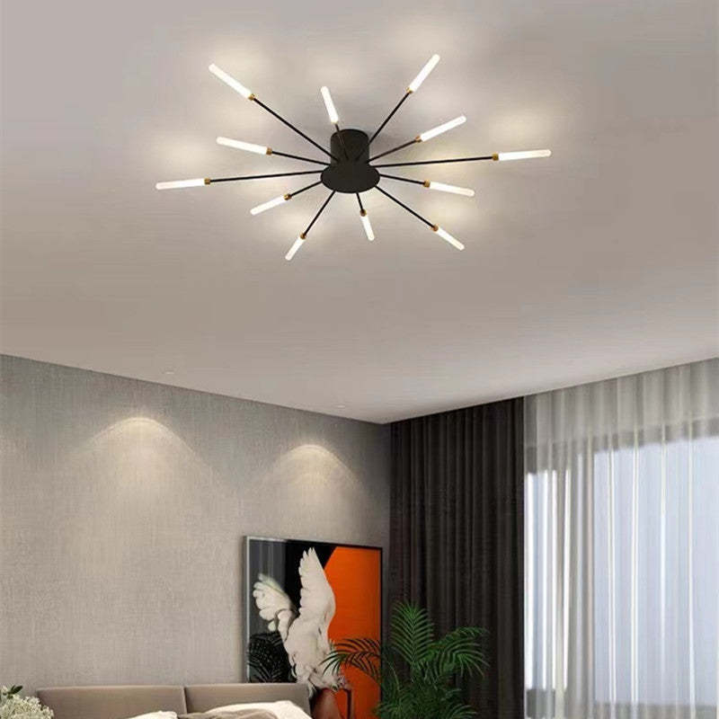 Plafondlamp vuurwerk-design zwart goud LED metaal acryl flush mount woonkamer slaapkamer modern luxe | Sulvida