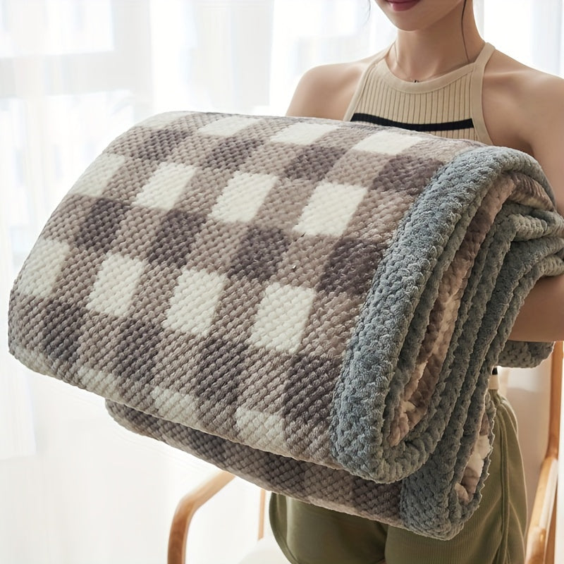 Geruite Fleeceplaid Melkzacht Warm Winterdeken Sofa Bed Decoratie Ruitmotief Klassiek Comfortabel Plaid | Sulvida