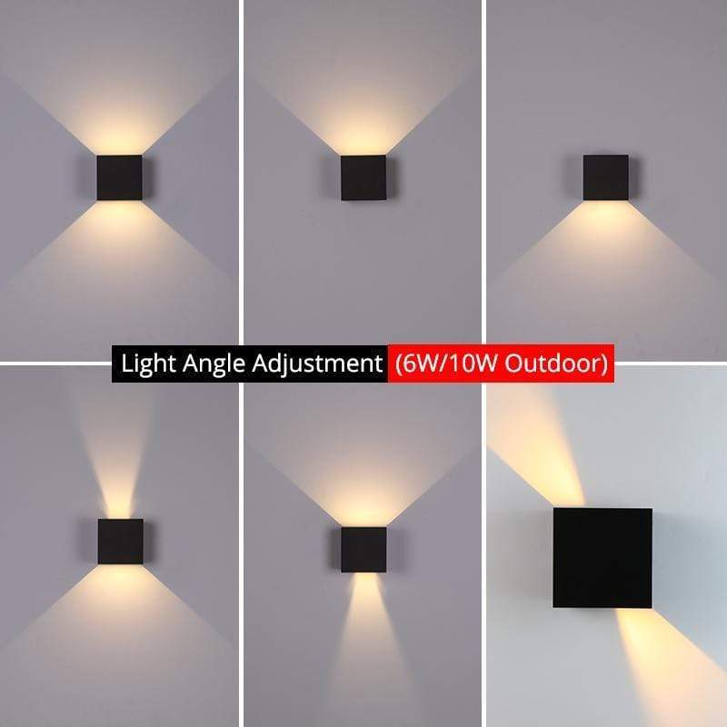 Verstelbare Vierkante Buitenwandlamp LED Zwart Wit Grijs Waterdicht IP65 Modern Design Tuin Veranda Gevel | Sulvida