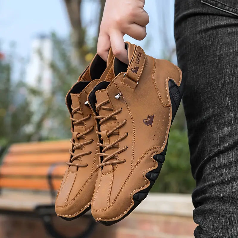 Waterdichte Herenschoenen Hoog met Elastische Sluiting Modern Stoer Ontwerp Leer Comfortabel Casual Dagelijks | Sulvida