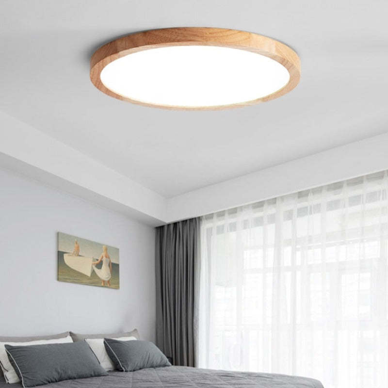 Ronde houten plafondlamp LED dimbaar modern design ultradun woonkamer slaapkamer eetkamer scandinavisch | Sulvida