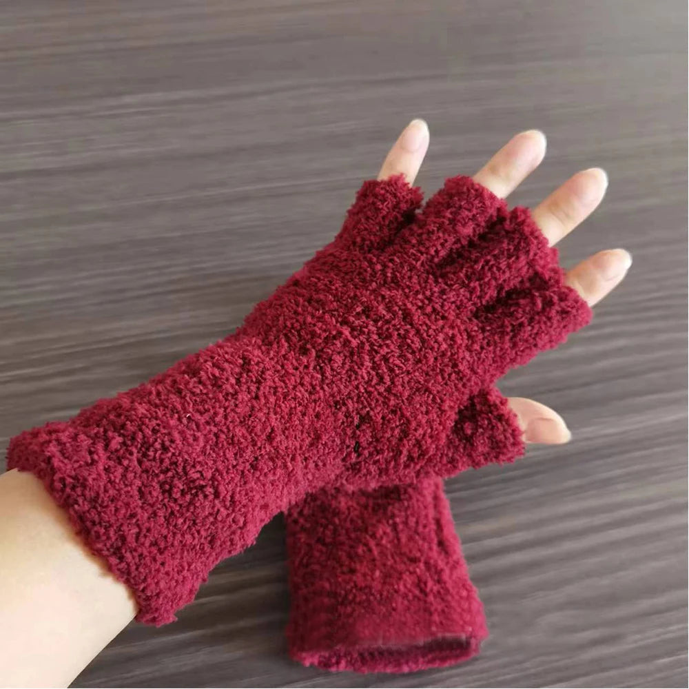 Gebreide Vingerloze Handschoenen – Warme Halfvingerhandschoenen voor Winter – Zachte Fleece Voering Dames | Sulvida