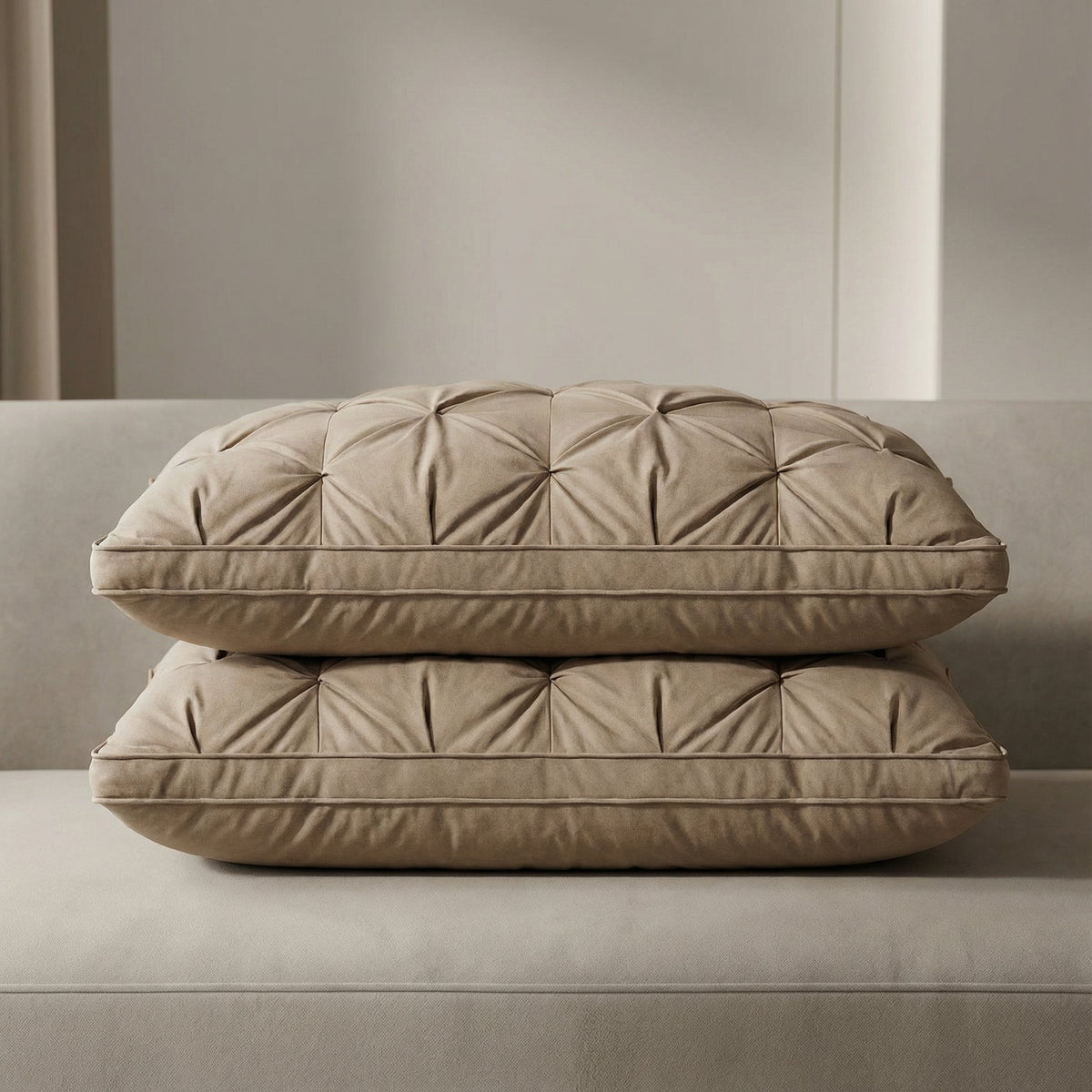 Ganzenveren Kussen 100% Ademberemd Vormvast Neksteun 48x74 cm Wit Bruin Grijs Luxe Slaapcomfort Hoofdkussen | Sulvida