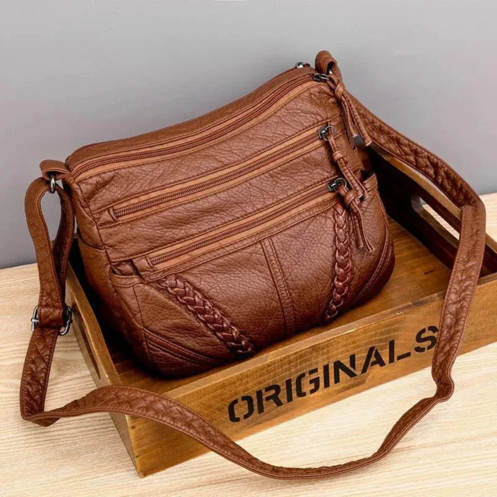 Elegante Schoudertas Dames Bruin Zwart Crossbody Kunstleer Klassiek Design Dagelijks Gebruik Stijlvol | Sulvida