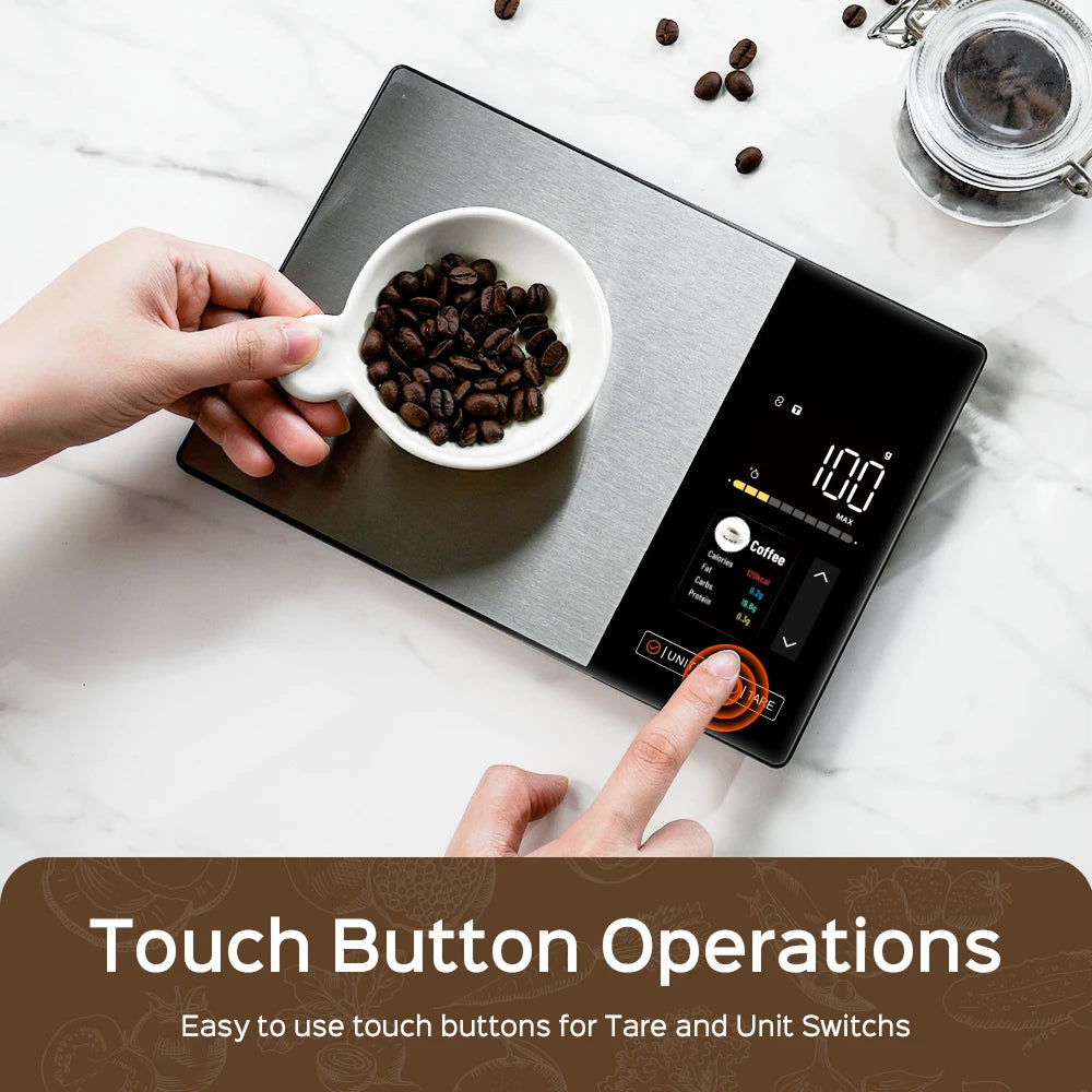 Balance alimentaire connectée avec valeurs nutritionnelles – capacité de 5 kg – Bluetooth, application Bluetooth, balance de cuisine | Sulvida