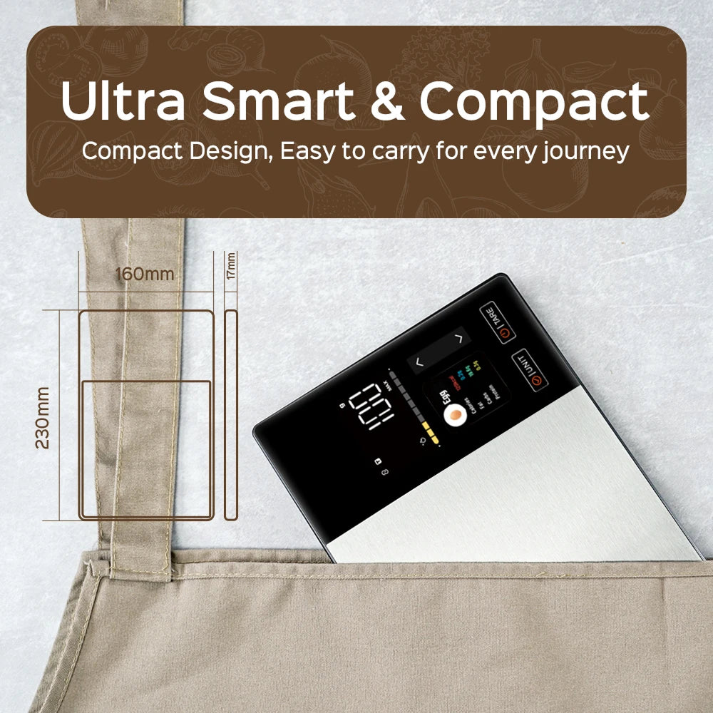 Balance alimentaire connectée avec valeurs nutritionnelles – capacité de 5 kg – Bluetooth, application Bluetooth, balance de cuisine | Sulvida