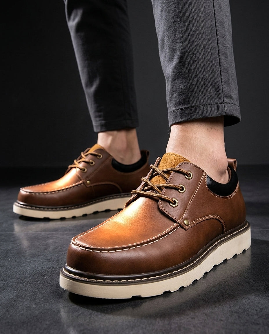 Leren Mocassin Herenschoenen Gevoerd Casual Dagelijks Rubber Zool Bruin Zwart Comfortabel Maat 40-48 | Sulvida