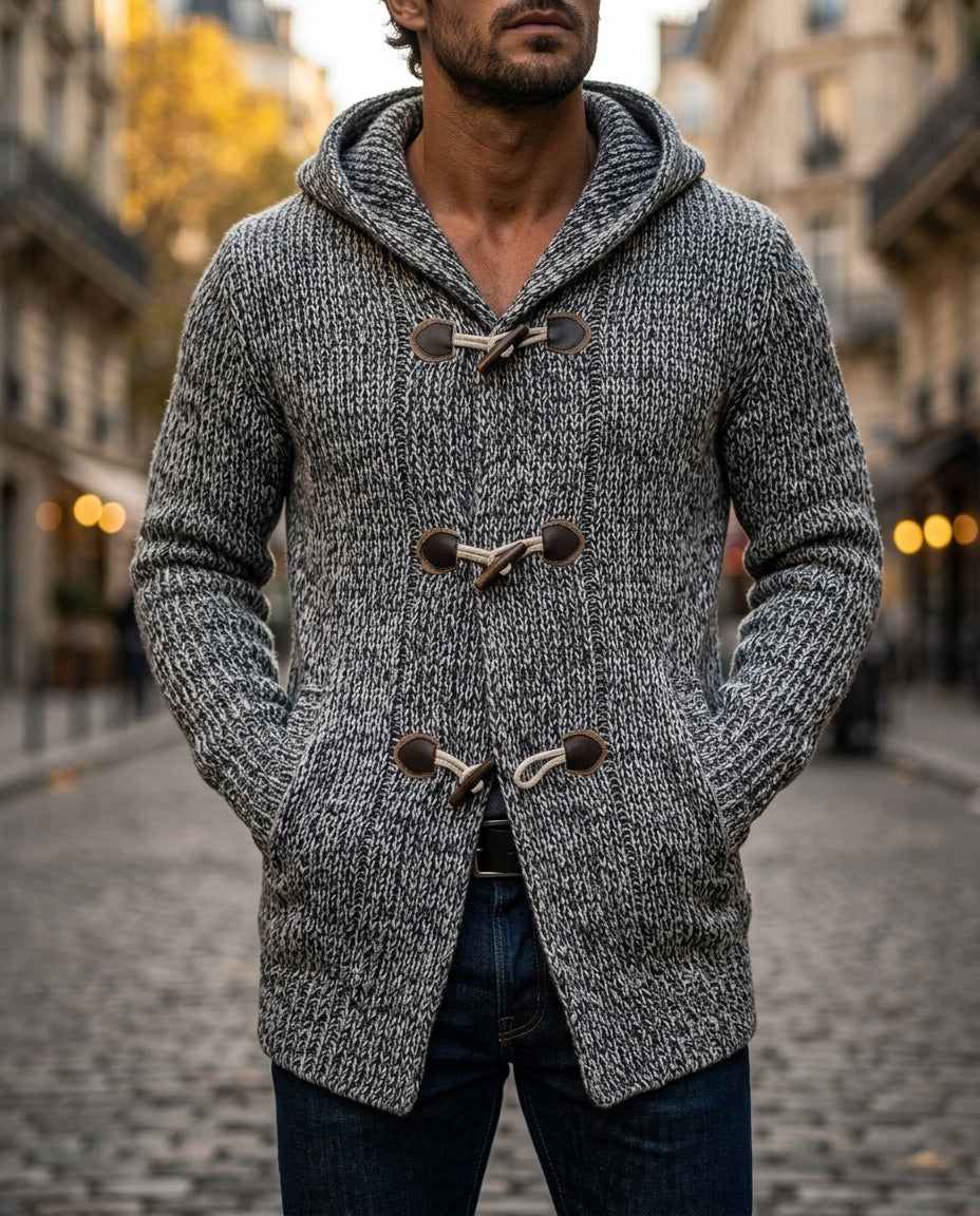 Heren Vest met Capuchon en Houtje-Touwtje Sluiting Donkerrood Kaki Grijs Relaxed Fit Oversized Casual | Sulvida
