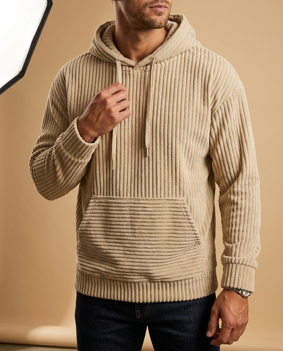 Geribd Corduroy Hoodie Heren Zachte Trui met Capuchon Casual Stijl Vest Jacket Comfortabele Herenkleding | Sulvida