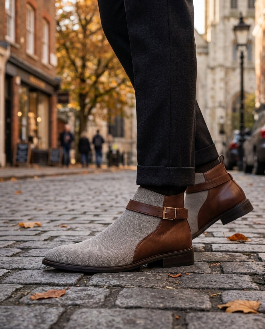Chelsea boots leer orthopedisch heren elastiek zijpanelen aantrekbare laars premium comfort stijlvol design | Sulvida