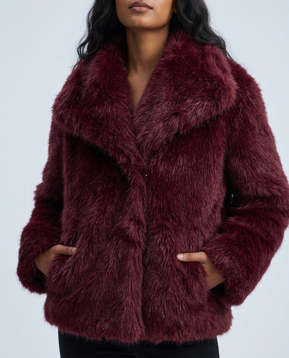 Dames Imitatiebont Winterjas Oversized Kraag Tijdloos Elegant Warm Isolerend Avondjas Feestelijk Luxe | Sulvida