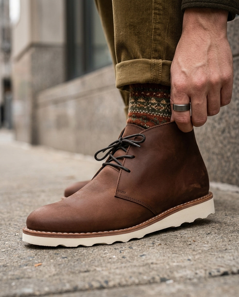 Chukka Boots Heren Leder met Gepolsterde Binnenzool Ademend Voering Klassiek Casual Stijlvol Comfort | Sulvida