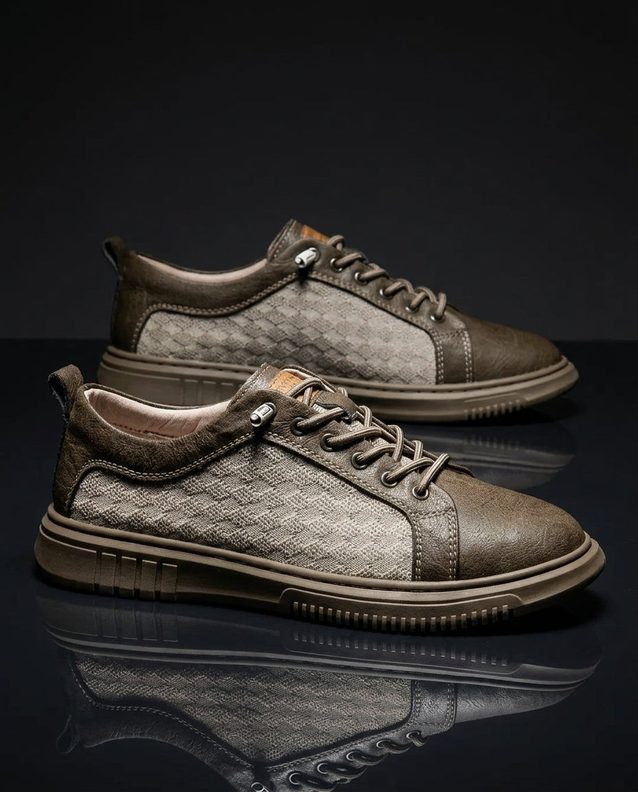 Heren Sneakers Leer en Mesh Ademend Sportief Instapper Comfortabel Dagelijks Draagbaar Casual Schoenen | Sulvida